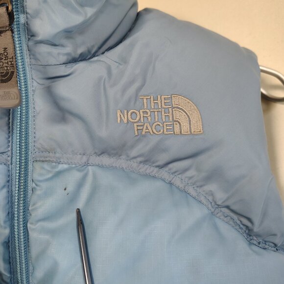 VINTAGE The North Face Girls Down Vest Size Medium Blue 600 Goose Nuptse - Picture 3 of 14